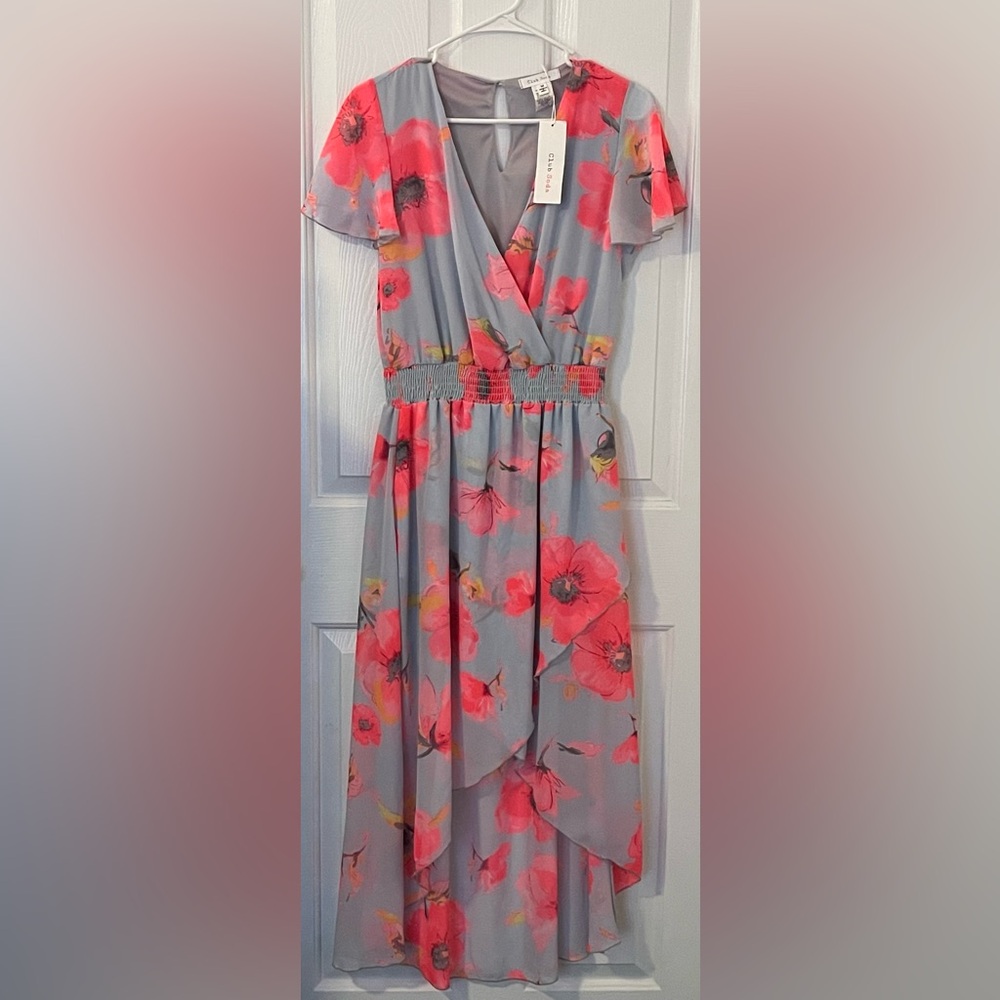 Floral Gray and Pink Dress